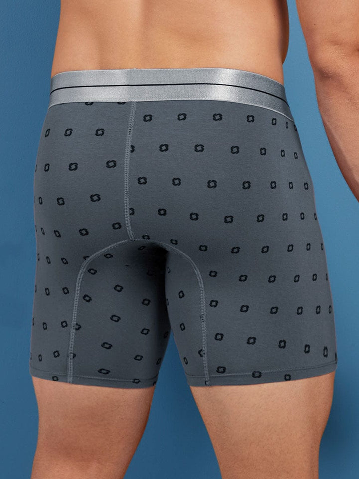 Bóxer Estampado Silueta Media Para Hombre Color Gris