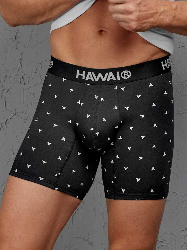 Bóxer Estampado Silueta Media Para Hombre Color Negro