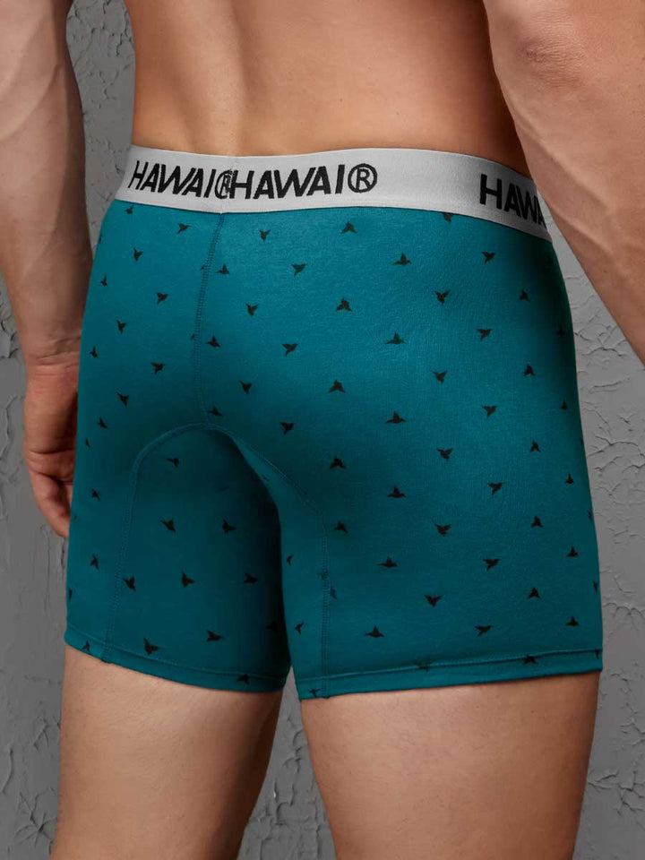Bóxer Estampado Silueta Media Para Hombre Color Verde Marino