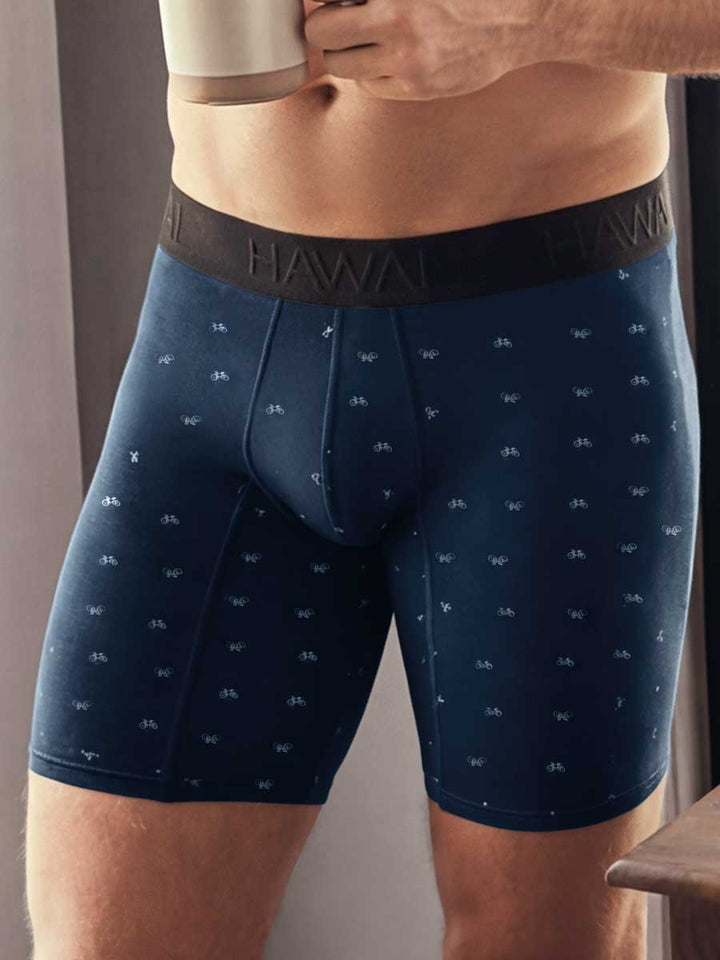 Bóxer Silueta Media Estampado Para Hombre Azul Oscuro