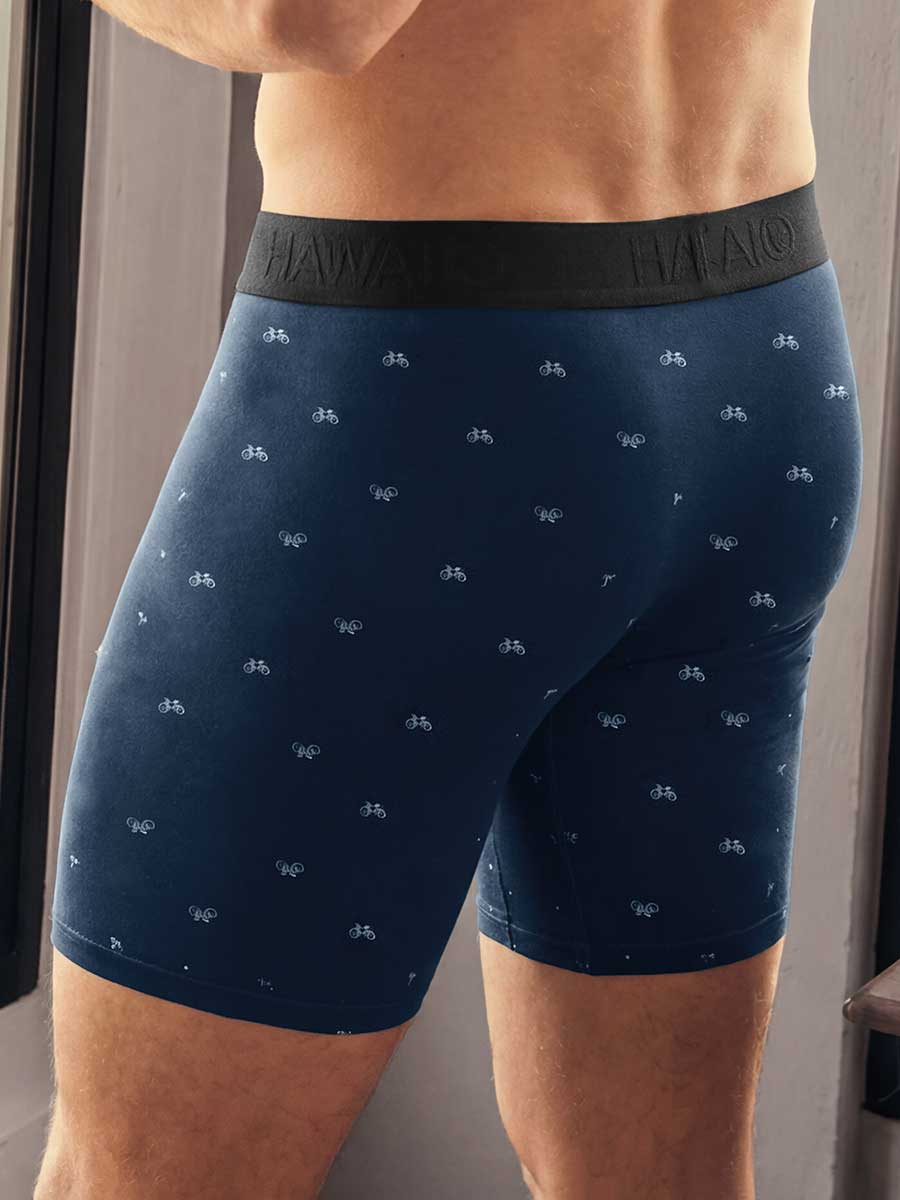 Bóxer Silueta Media Estampado Para Hombre Azul Oscuro