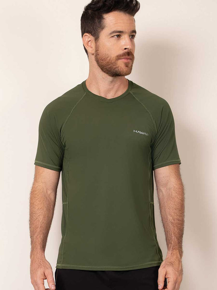 Camiseta Deportiva Manga Corta Verde Militar