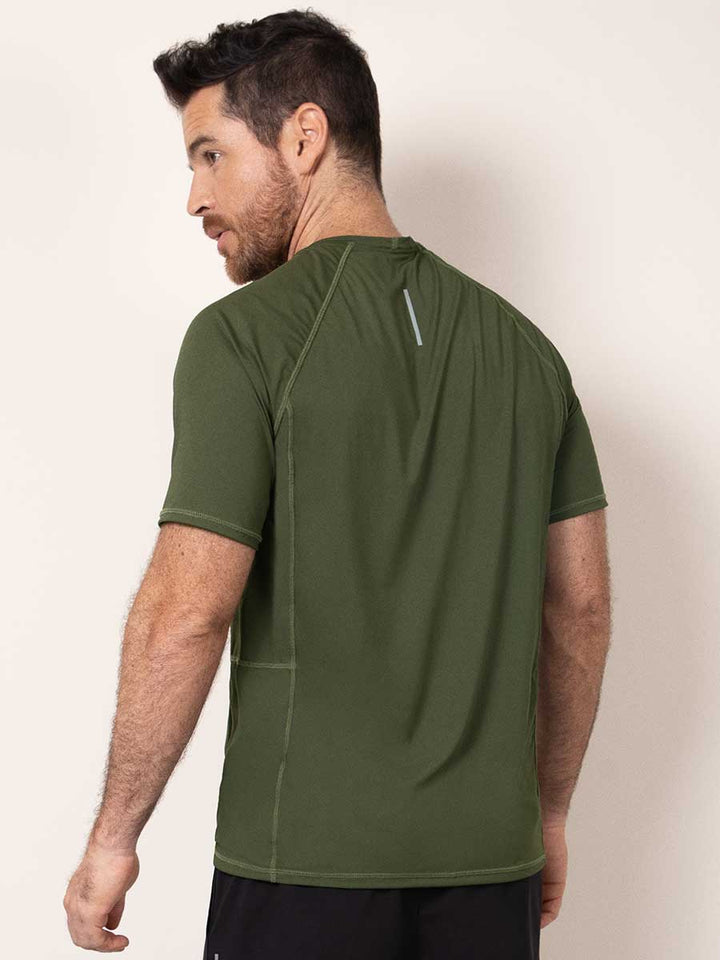 Camiseta Deportiva Manga Corta Verde Militar