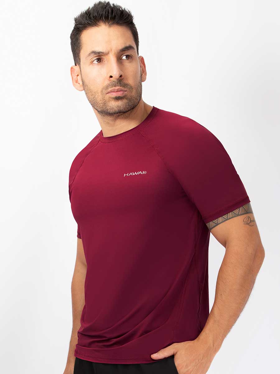 Camiseta Deportiva Manga Corta Vinotinto