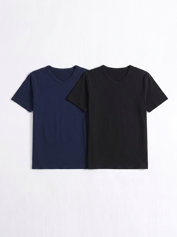 Camiseta Básica Cuello V Para Hombre Paq. X2