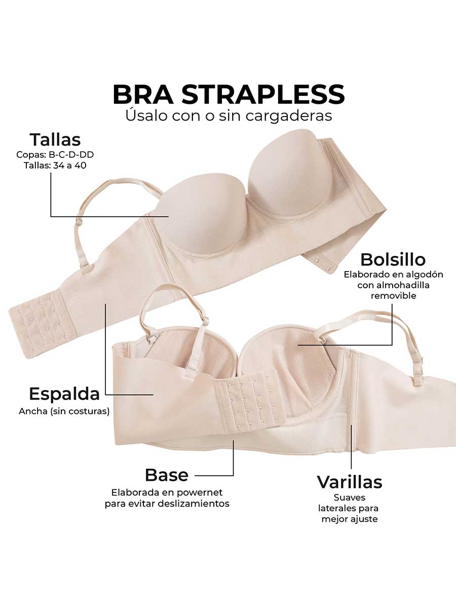 Brasier Realce Strapless Perla