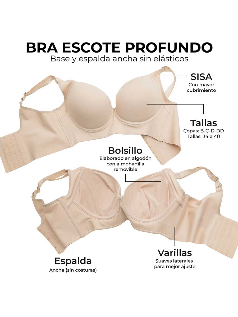 Brasier Escote Profundo Espalda Ancha Perla