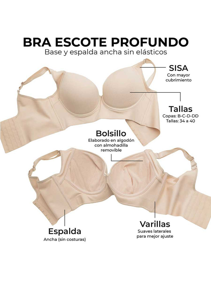 Brasier Escote Profundo Espalda Ancha Perla